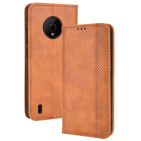 Coque Portefeuille Livre Cuir Etui Clapet BY4 pour Nokia C200 Marron