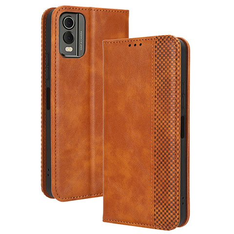 Coque Portefeuille Livre Cuir Etui Clapet BY4 pour Nokia C210 Marron