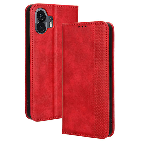 Coque Portefeuille Livre Cuir Etui Clapet BY4 pour Nothing Phone 2 Rouge