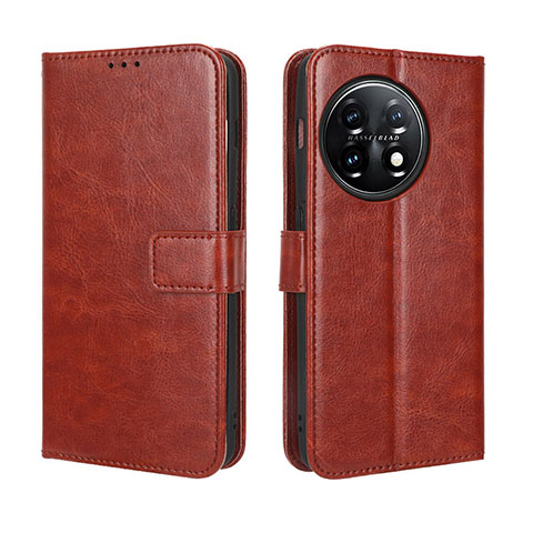 Coque Portefeuille Livre Cuir Etui Clapet BY4 pour OnePlus 11R 5G Marron