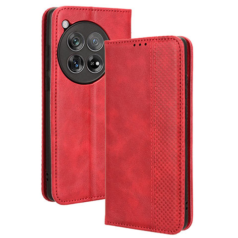 Coque Portefeuille Livre Cuir Etui Clapet BY4 pour OnePlus 12R 5G Rouge