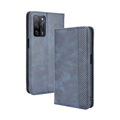 Coque Portefeuille Livre Cuir Etui Clapet BY4 pour Oppo A55 5G Bleu