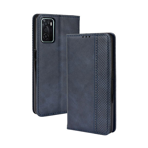 Coque Portefeuille Livre Cuir Etui Clapet BY4 pour Oppo A55S 5G Bleu