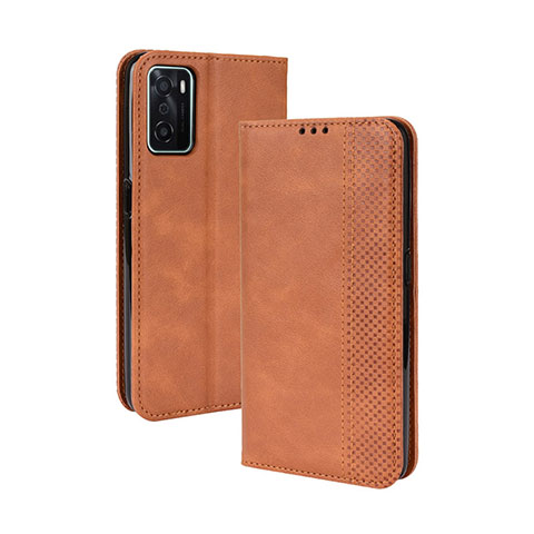 Coque Portefeuille Livre Cuir Etui Clapet BY4 pour Oppo A55S 5G Marron