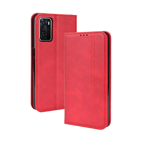 Coque Portefeuille Livre Cuir Etui Clapet BY4 pour Oppo A55S 5G Rouge