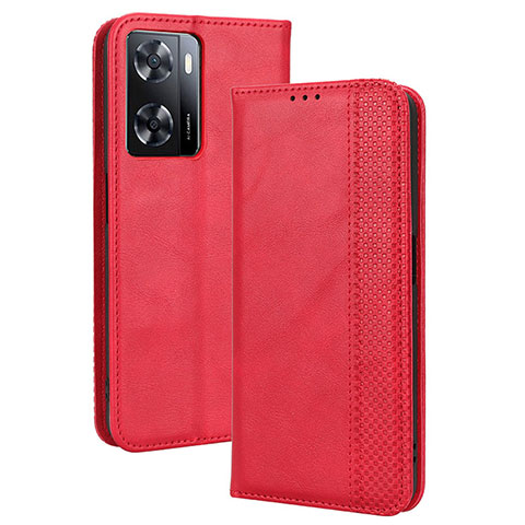 Coque Portefeuille Livre Cuir Etui Clapet BY4 pour Oppo A57 4G Rouge