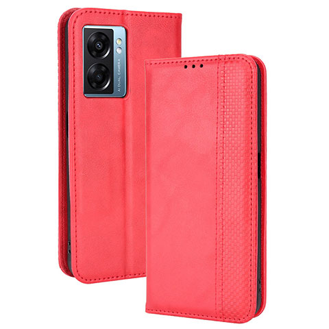 Coque Portefeuille Livre Cuir Etui Clapet BY4 pour Oppo A57 5G Rouge