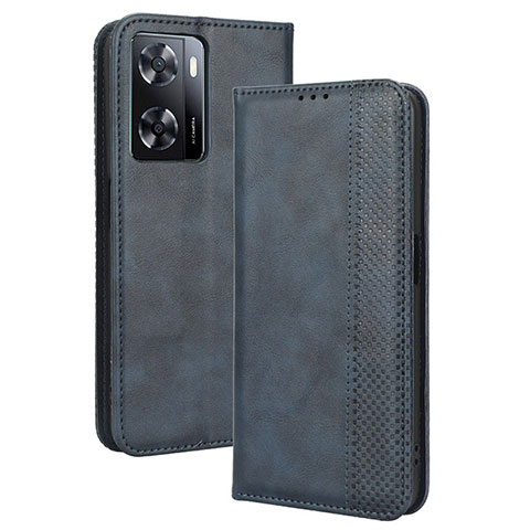 Coque Portefeuille Livre Cuir Etui Clapet BY4 pour Oppo A77s Bleu