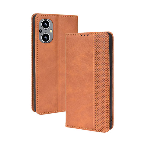 Coque Portefeuille Livre Cuir Etui Clapet BY4 pour Oppo A96 5G Marron