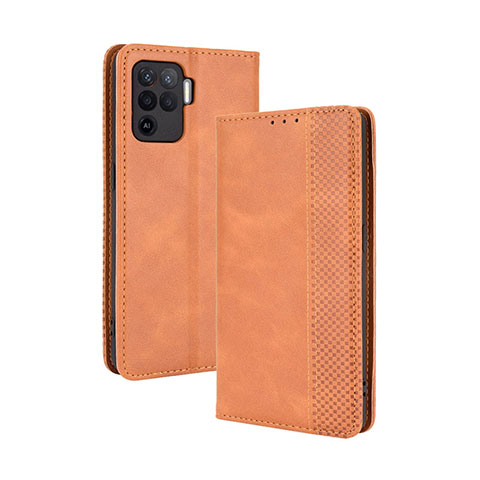 Coque Portefeuille Livre Cuir Etui Clapet BY4 pour Oppo F19 Pro Marron