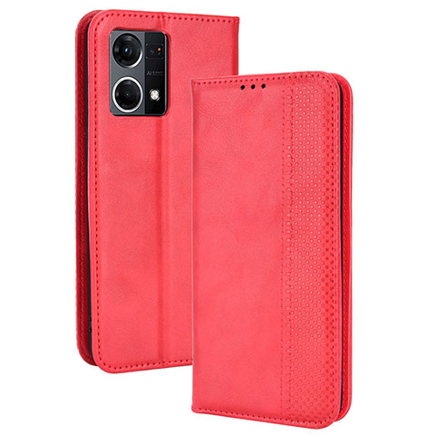 Coque Portefeuille Livre Cuir Etui Clapet BY4 pour Oppo F21 Pro 4G Rouge