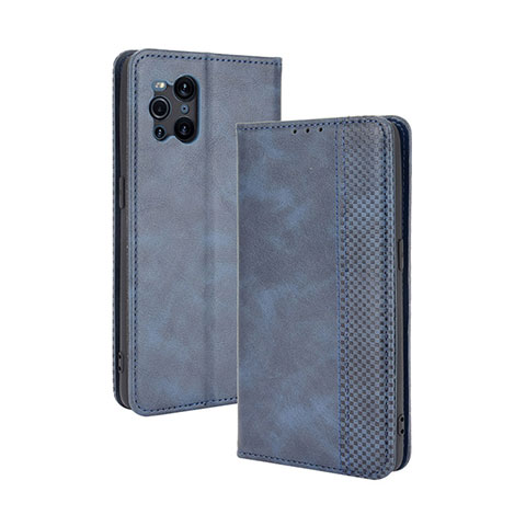 Coque Portefeuille Livre Cuir Etui Clapet BY4 pour Oppo Find X3 5G Bleu