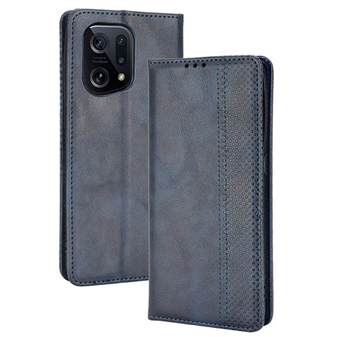 Coque Portefeuille Livre Cuir Etui Clapet BY4 pour Oppo Find X5 5G Bleu