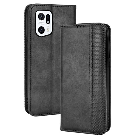 Coque Portefeuille Livre Cuir Etui Clapet BY4 pour Oppo Find X5 Pro 5G Noir