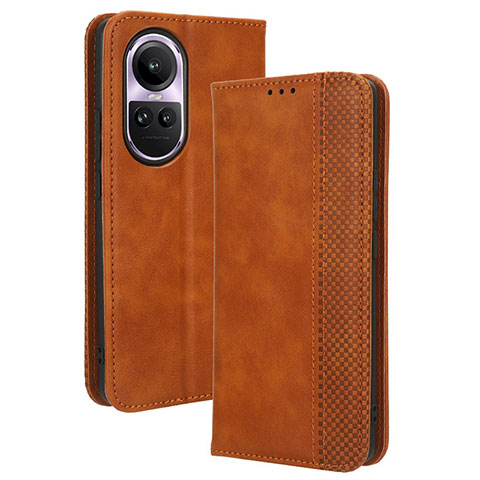 Coque Portefeuille Livre Cuir Etui Clapet BY4 pour Oppo Reno10 5G Marron