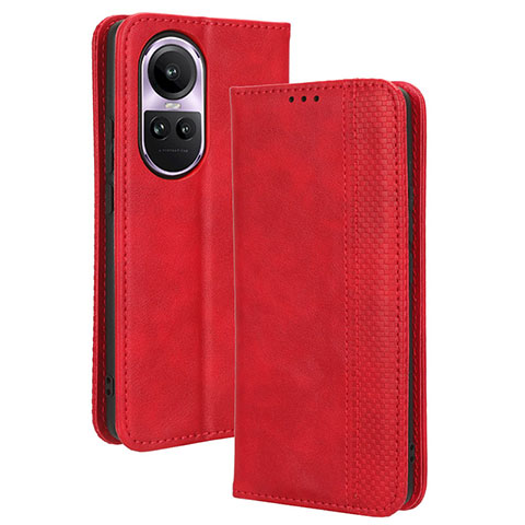 Coque Portefeuille Livre Cuir Etui Clapet BY4 pour Oppo Reno10 5G Rouge