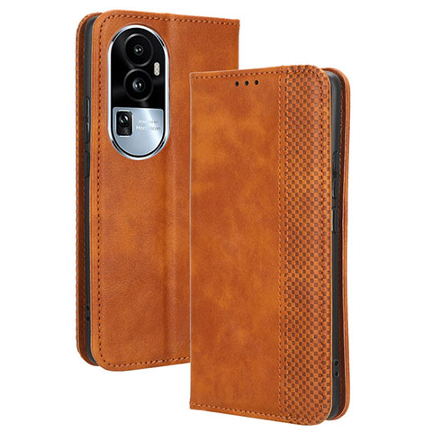 Coque Portefeuille Livre Cuir Etui Clapet BY4 pour Oppo Reno10 Pro+ Plus 5G Marron