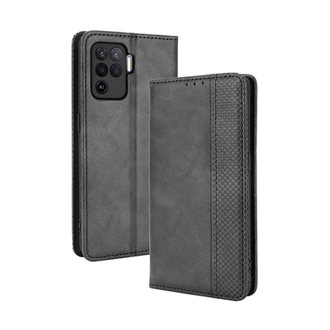 Coque Portefeuille Livre Cuir Etui Clapet BY4 pour Oppo Reno5 F Noir