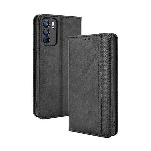 Coque Portefeuille Livre Cuir Etui Clapet BY4 pour Oppo Reno6 5G Noir