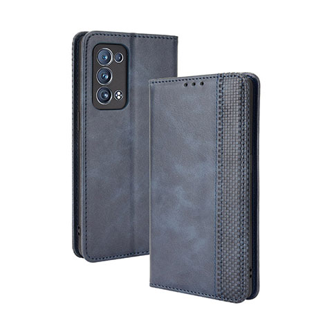 Coque Portefeuille Livre Cuir Etui Clapet BY4 pour Oppo Reno6 Pro 5G Bleu