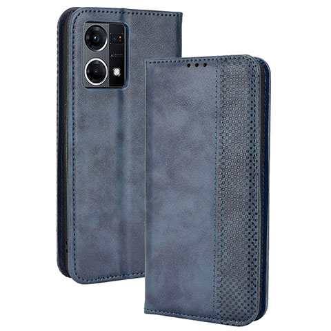 Coque Portefeuille Livre Cuir Etui Clapet BY4 pour Oppo Reno7 4G Bleu