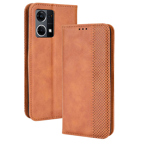 Coque Portefeuille Livre Cuir Etui Clapet BY4 pour Oppo Reno7 4G Marron