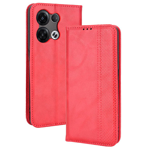 Coque Portefeuille Livre Cuir Etui Clapet BY4 pour Oppo Reno8 5G Rouge