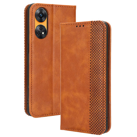 Coque Portefeuille Livre Cuir Etui Clapet BY4 pour Oppo Reno8 T 4G Marron