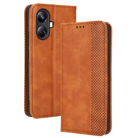 Coque Portefeuille Livre Cuir Etui Clapet BY4 pour Realme 10 Pro+ Plus 5G Marron