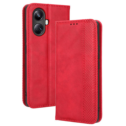 Coque Portefeuille Livre Cuir Etui Clapet BY4 pour Realme 10 Pro+ Plus 5G Rouge