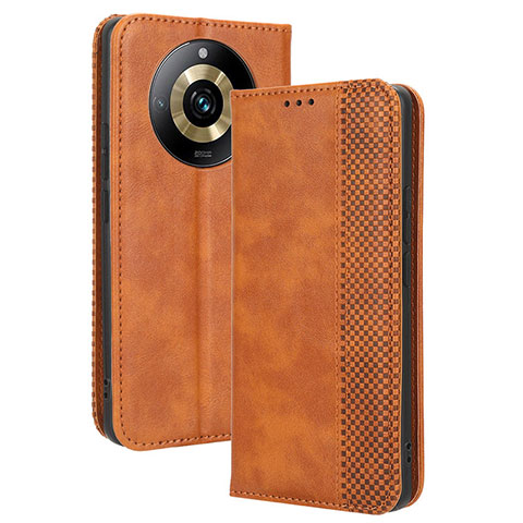 Coque Portefeuille Livre Cuir Etui Clapet BY4 pour Realme 11 Pro 5G Marron