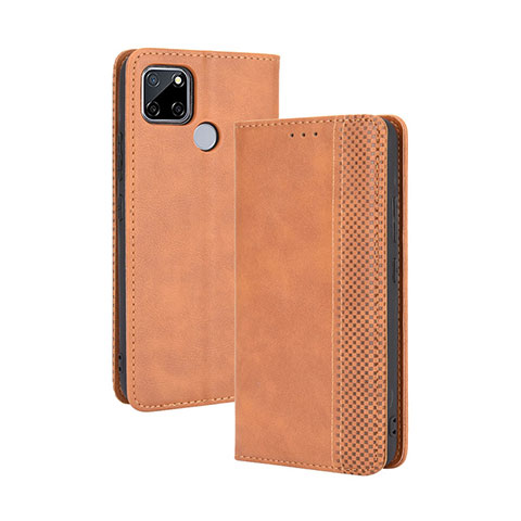 Coque Portefeuille Livre Cuir Etui Clapet BY4 pour Realme 7i RMX2193 Marron