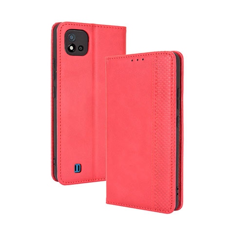 Coque Portefeuille Livre Cuir Etui Clapet BY4 pour Realme C11 (2021) Rouge