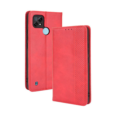 Coque Portefeuille Livre Cuir Etui Clapet BY4 pour Realme C21 Rouge