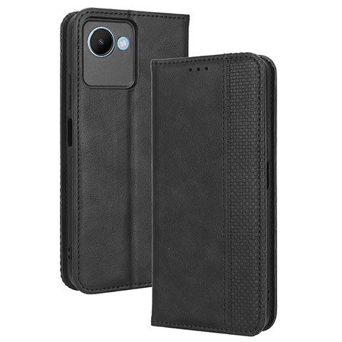 Coque Portefeuille Livre Cuir Etui Clapet BY4 pour Realme C30 Noir