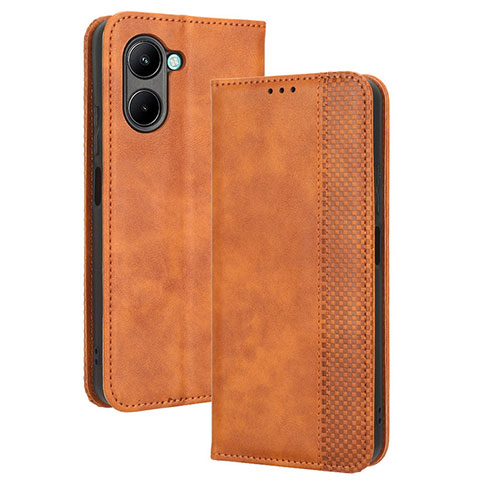 Coque Portefeuille Livre Cuir Etui Clapet BY4 pour Realme C33 (2023) Marron