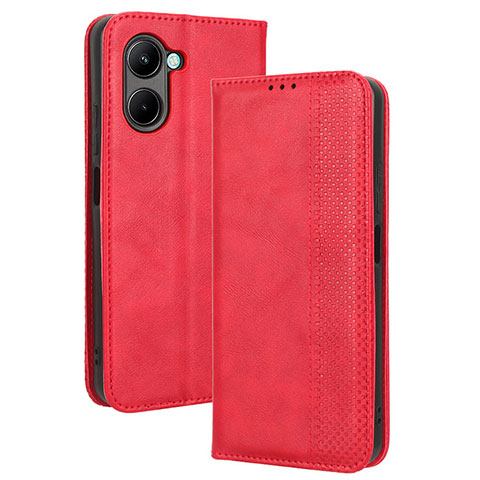 Coque Portefeuille Livre Cuir Etui Clapet BY4 pour Realme C33 (2023) Rouge