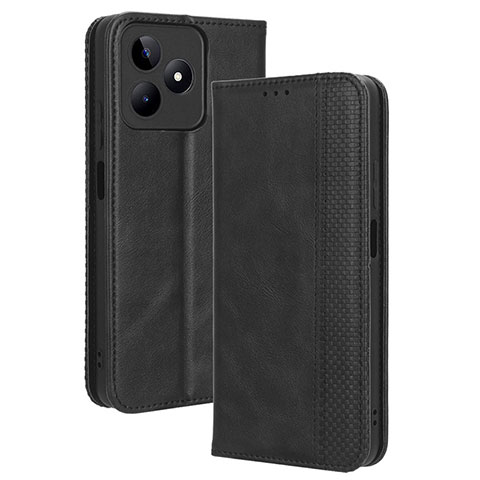 Coque Portefeuille Livre Cuir Etui Clapet BY4 pour Realme C53 Noir