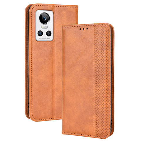 Coque Portefeuille Livre Cuir Etui Clapet BY4 pour Realme GT Neo3 5G Marron