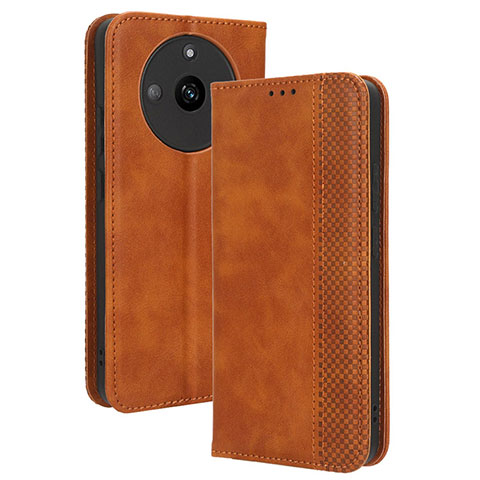 Coque Portefeuille Livre Cuir Etui Clapet BY4 pour Realme Narzo 60 5G Marron