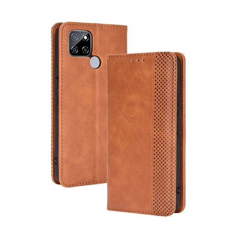 Coque Portefeuille Livre Cuir Etui Clapet BY4 pour Realme Q2i 5G Marron