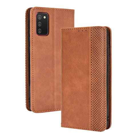 Coque Portefeuille Livre Cuir Etui Clapet BY4 pour Samsung Galaxy A02s Marron