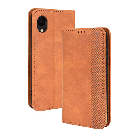 Coque Portefeuille Livre Cuir Etui Clapet BY4 pour Samsung Galaxy A22 5G SC-56B Marron