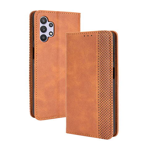 Coque Portefeuille Livre Cuir Etui Clapet BY4 pour Samsung Galaxy A32 4G Marron