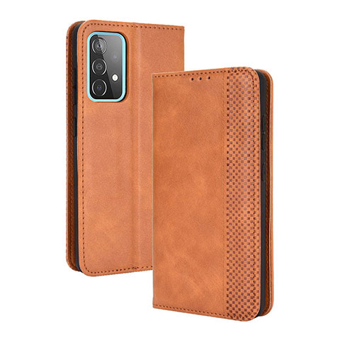 Coque Portefeuille Livre Cuir Etui Clapet BY4 pour Samsung Galaxy A52 4G Marron