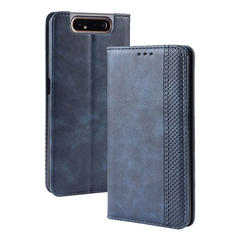 Coque Portefeuille Livre Cuir Etui Clapet BY4 pour Samsung Galaxy A80 Bleu