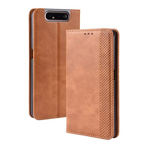 Coque Portefeuille Livre Cuir Etui Clapet BY4 pour Samsung Galaxy A80 Marron