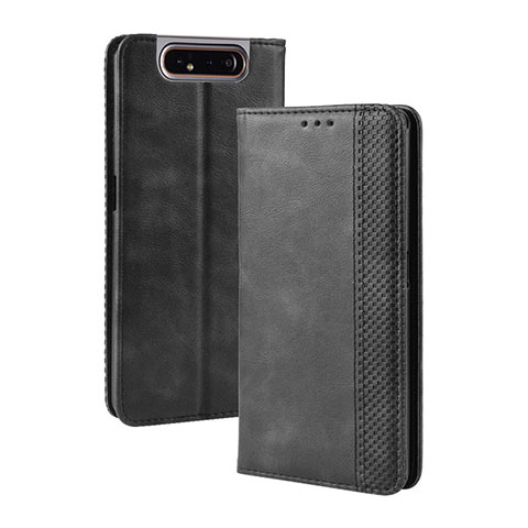 Coque Portefeuille Livre Cuir Etui Clapet BY4 pour Samsung Galaxy A80 Noir