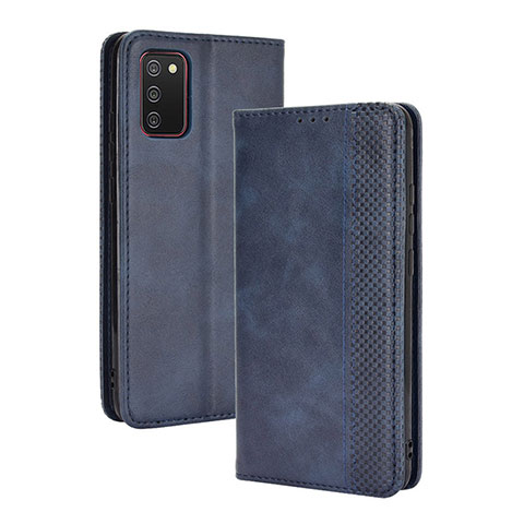 Coque Portefeuille Livre Cuir Etui Clapet BY4 pour Samsung Galaxy F02S SM-E025F Bleu