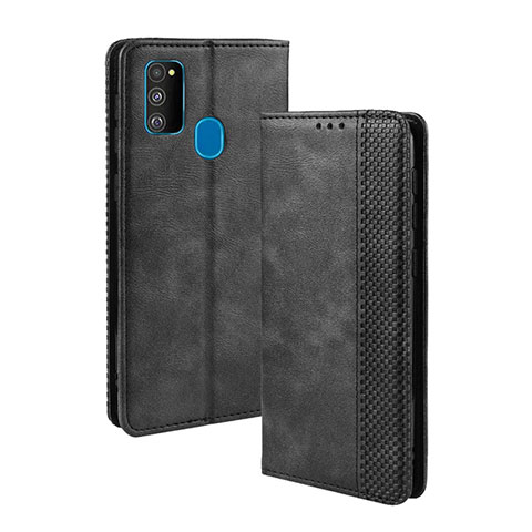 Coque Portefeuille Livre Cuir Etui Clapet BY4 pour Samsung Galaxy M21 Noir